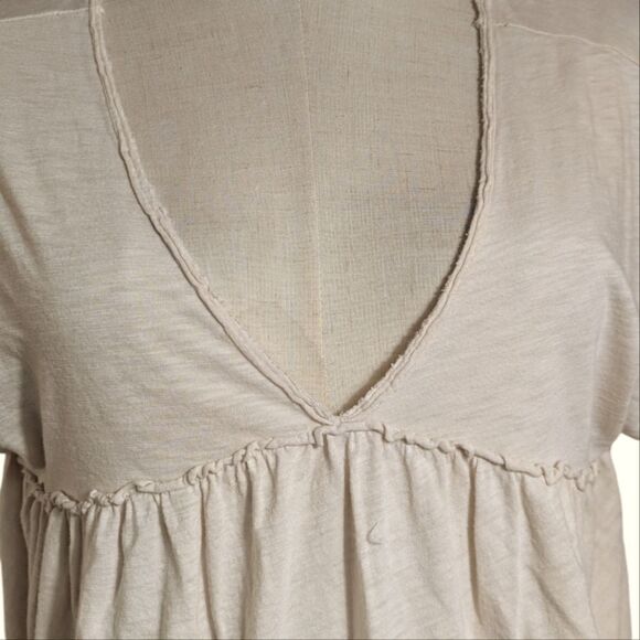 Altar'd State Anthropologie Oatmeal Babydoll Relaxed Top - Picture 2 of 6